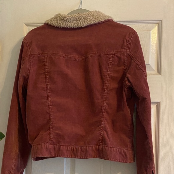 Western festival Beautiful vintage burgundy Sherpa-Lined corduroy Jacket - Picture 4 of 6